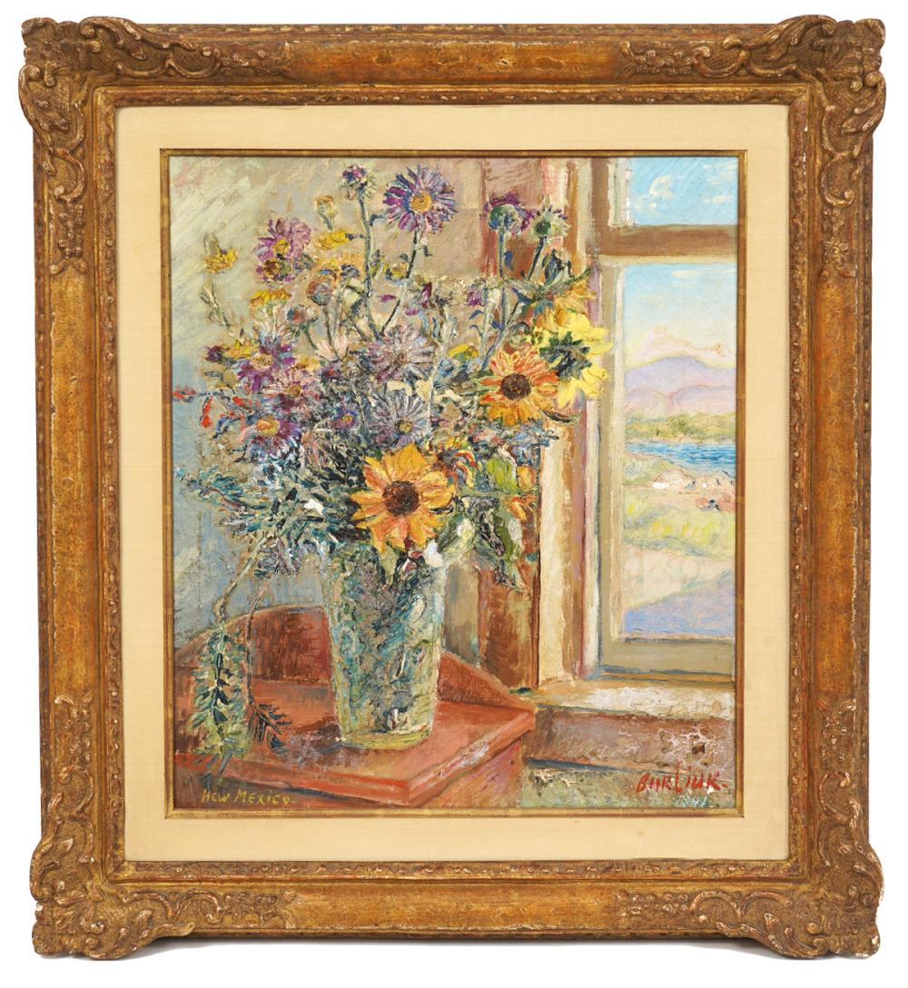 DAVID BURLIUK 'HEW MEXICO' OIL ON