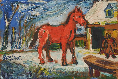 DAVID BURLIUK SMALL O/B PASTORAL