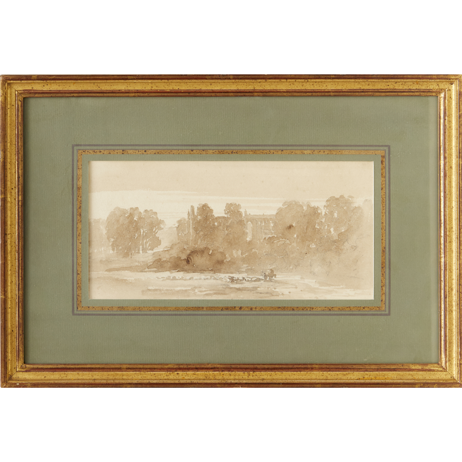 DAVID COX, BROWN WASH ON PAPER