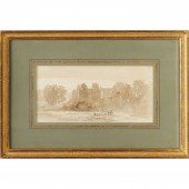 DAVID COX, BROWN WASH ON PAPER
