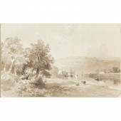 DAVID COX, INK WASH ON PAPER D