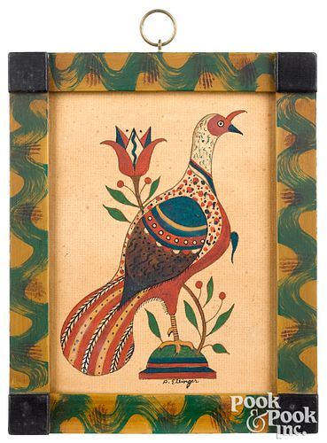 DAVID ELLINGER WATERCOLOR FRAKTUR