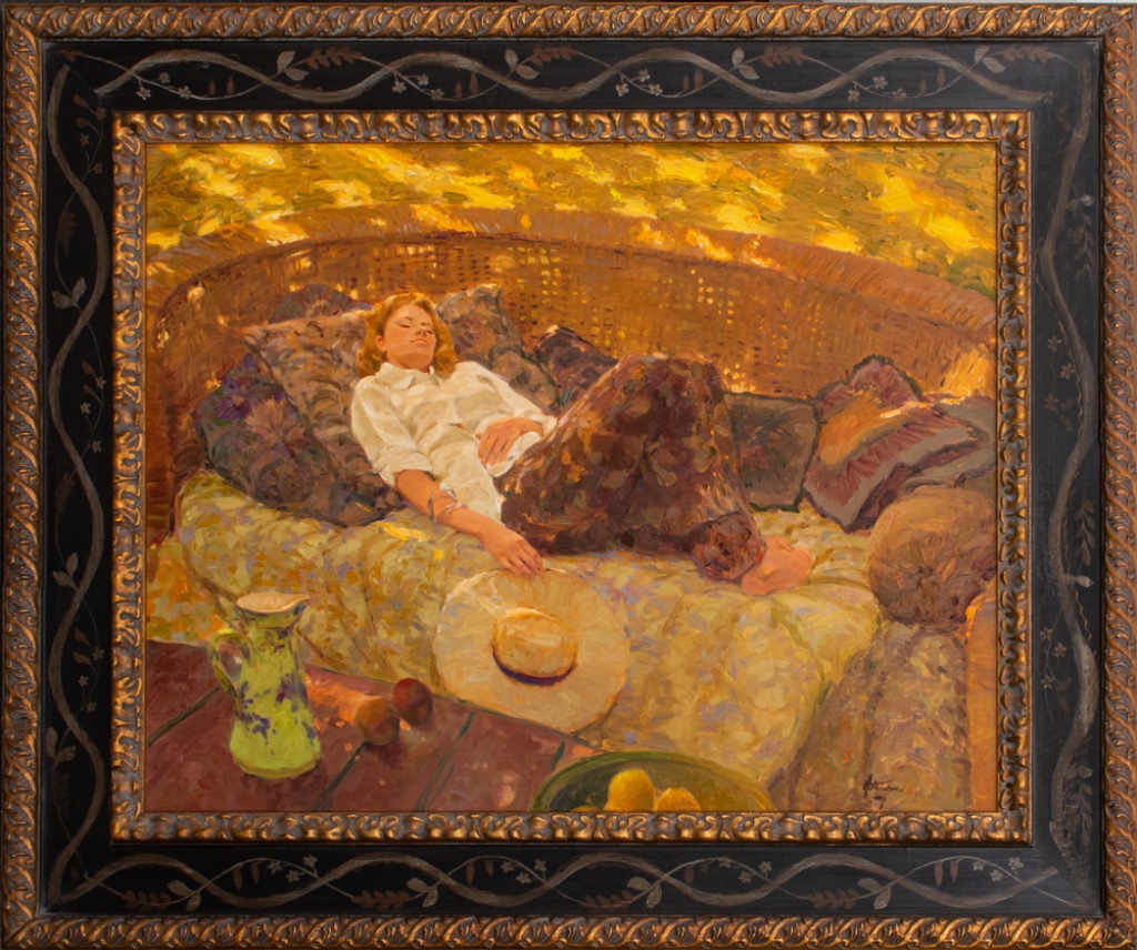 DAVID HETTINGER RECLINING WOMAN OIL