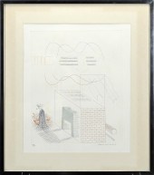 DAVID HOCKNEY ETCHING, BLUE GU