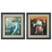 DAVID K. JOHN, PAIR OF LITHOGR