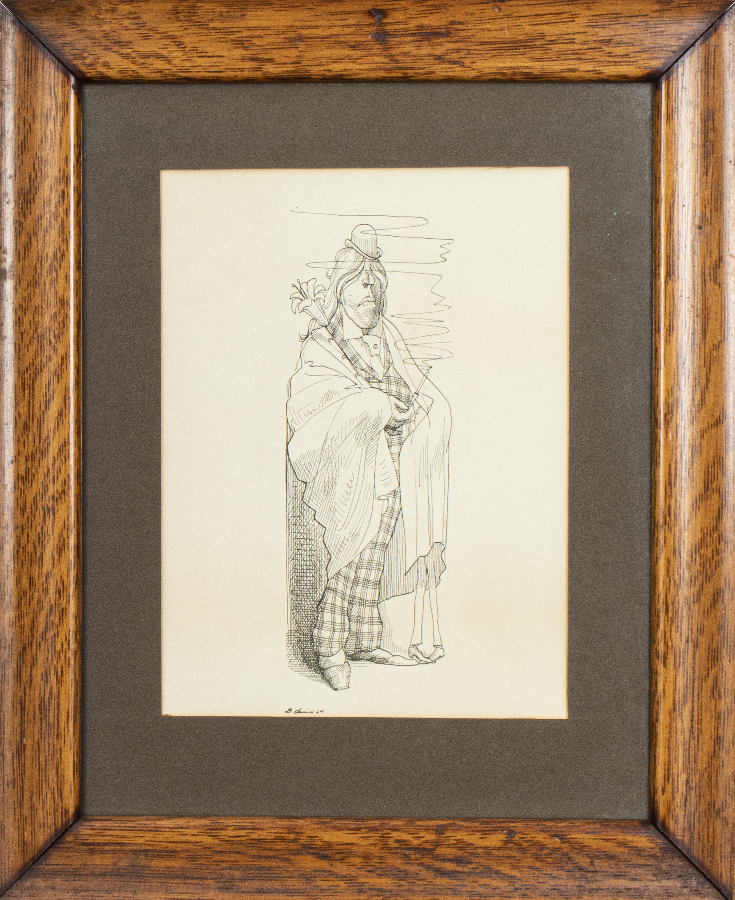 DAVID LEVINE 1964 SIGNED CARICATURE