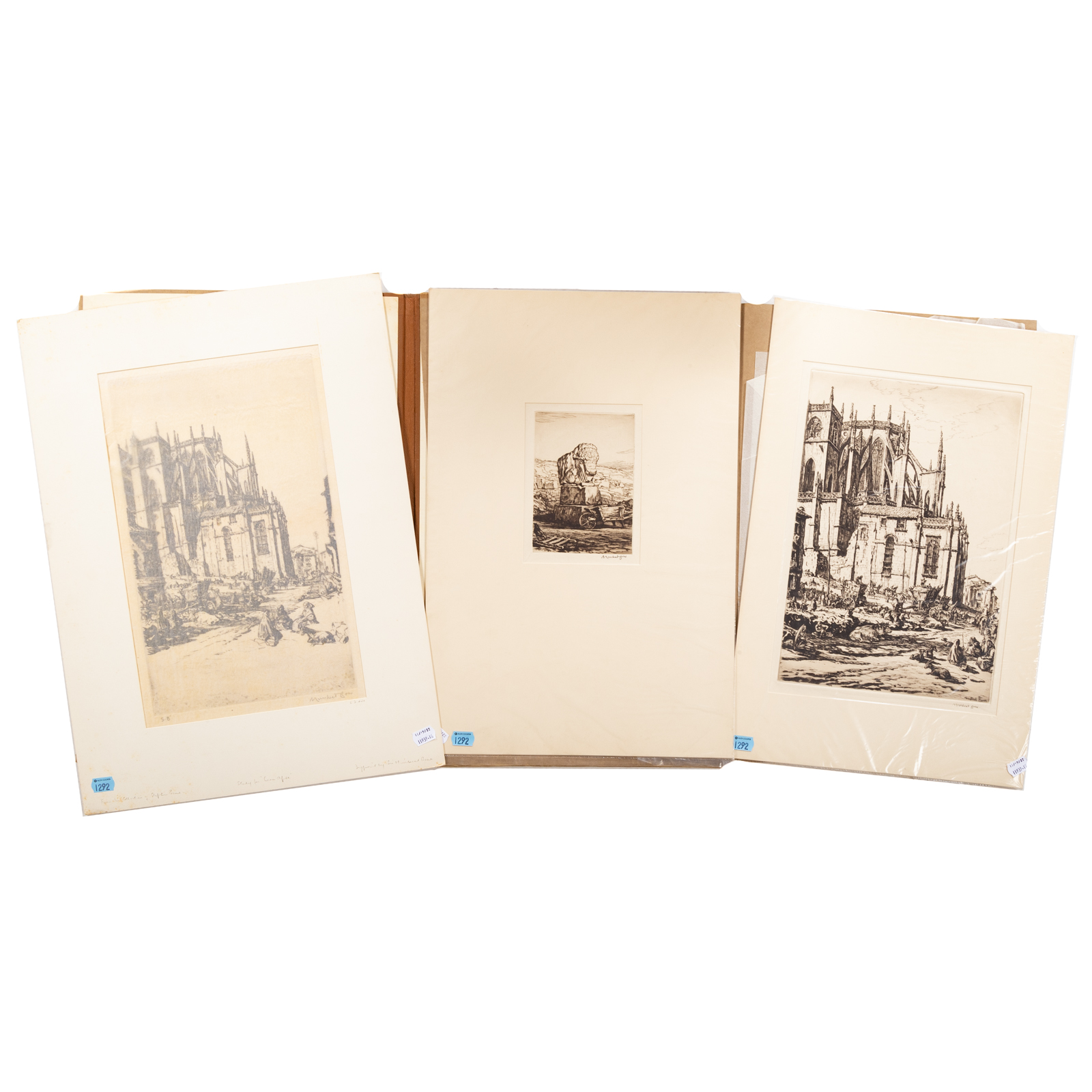 DAVID MUIRHEAD BONE. THREE UNFRAMED