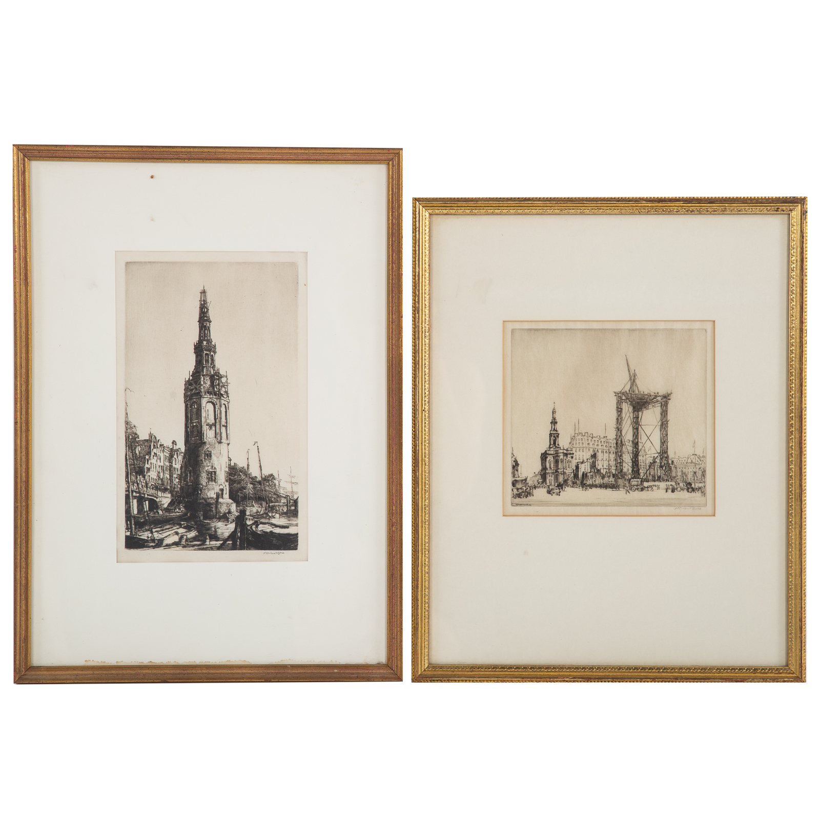 DAVID MUIRHEAD BONE. TWO FRAMED