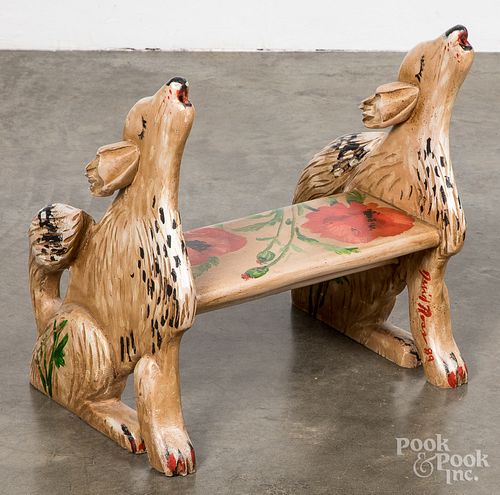 DAVID ROSS PAINTED HOWLING WOLF