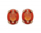 DAVID WEBB 18K GOLD, CARNELIAN