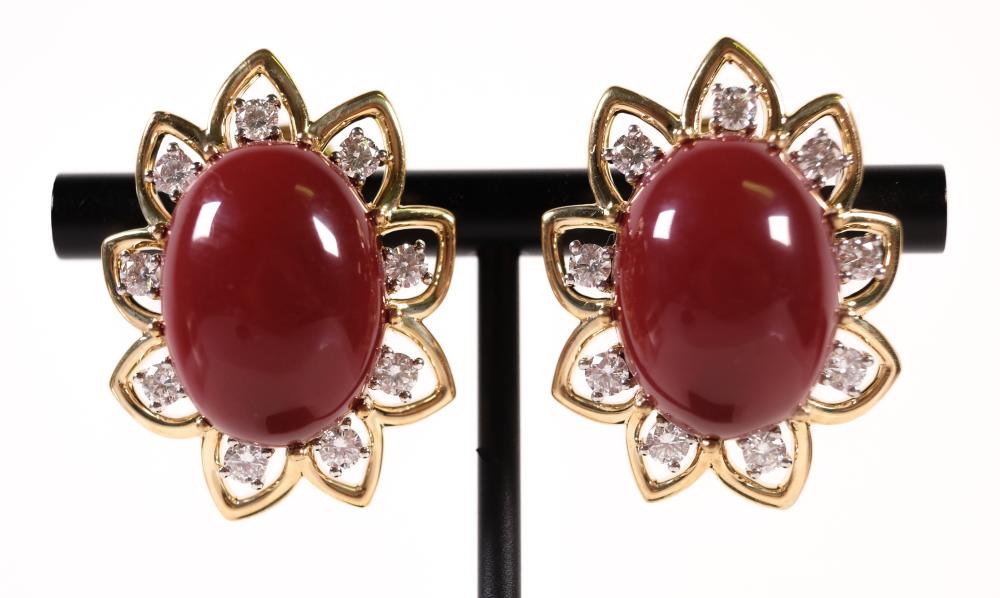 DAVID WEBB 18K PLAT CORAL DIAMOND