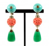 DAVID WEBB 18K YG CORAL DIAMON
