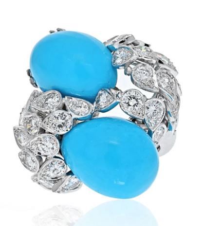 DAVID WEBB PLATINUM TURQUOISE AND