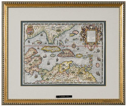 DE BRY/BENZONI - MAP OF FLORIDA AND