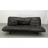 De Sede Black Leather Sofa Cou