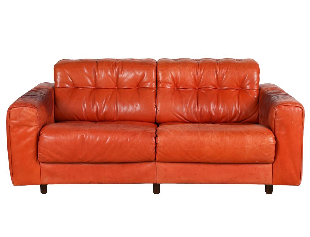 DE SEDE RED LEATHER LOVESEATwith De