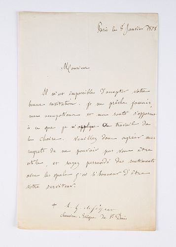 DE SEGUR, LOUIS GASTON AUTOGRAPH