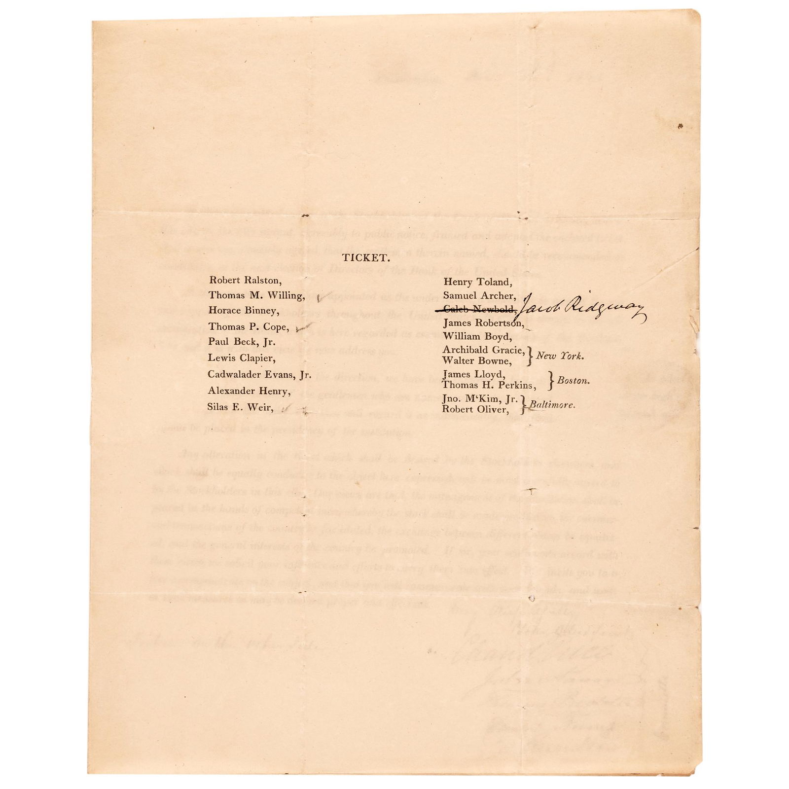 DEC. 26, 1821 BANK OF THE UNITED