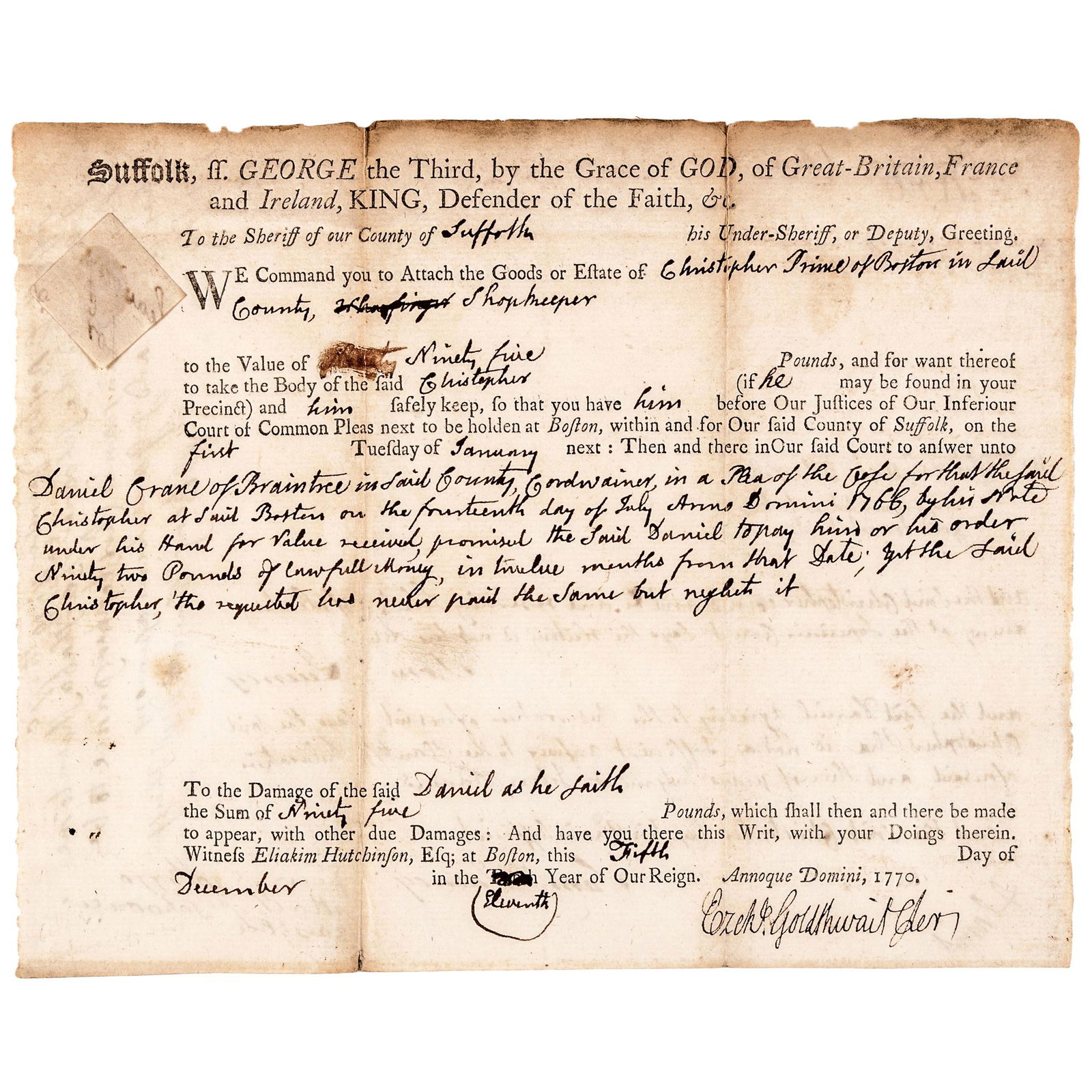 DEC. 5TH 1770 JOHN ADAMS + SAMUEL
