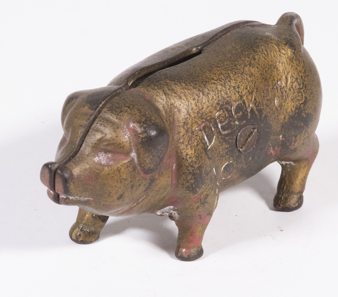 "DECKERS IOWANA" CAST IRON PIG BANK