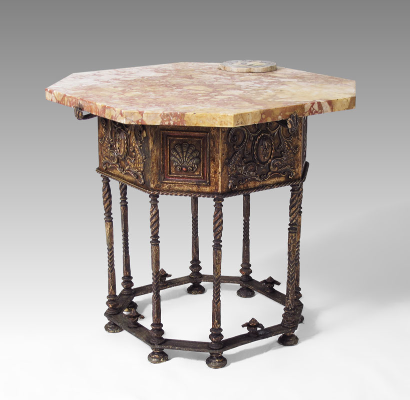DECO ERA BRONZE MARBLE TOP TABLE: