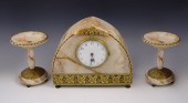 DECO MARBLE & ORMOLU CLOCK GAR