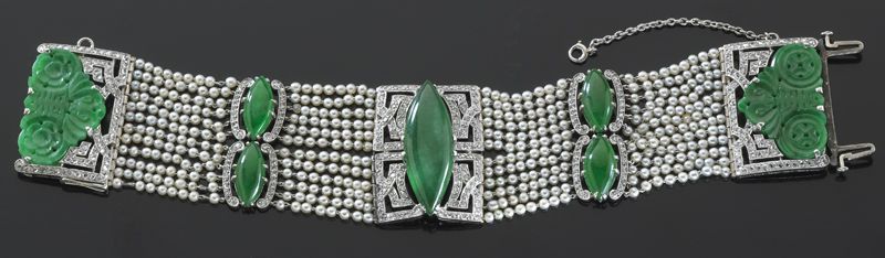 Deco plat. jadeite diamond and