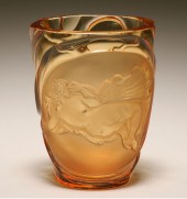 Deco style amber art glass vas