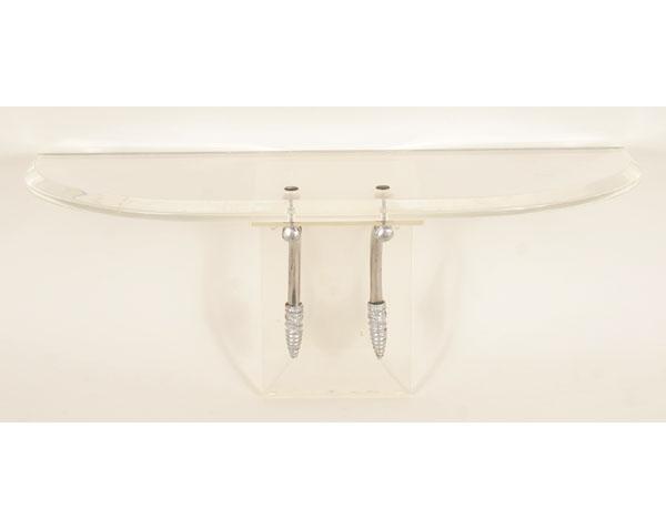 Deco style lucite chrome wall shelf