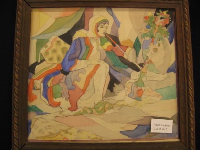 Deco Style Watercolor of Woman