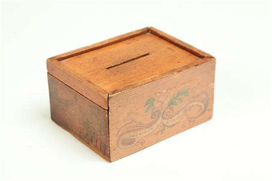 DECORATED ALMS BOX.  New England 