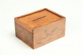 DECORATED ALMS BOX.  New Engla