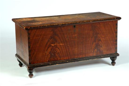 DECORATED BLANKET CHEST.  Signed by