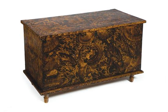 DECORATED BLANKET CHEST.  Signed