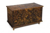DECORATED BLANKET CHEST.  Sign