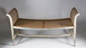 DECORATED CANED WINDOW BENCH,