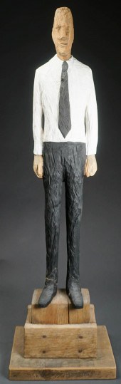 DECORATED CARVED WOOD FIGURE O