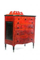 DECORATED CHEST OF DRAWERS.  M