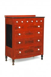 DECORATED CHEST OF DRAWERS.  W
