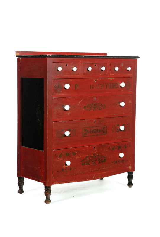 DECORATED CHEST OF DRAWERS. 