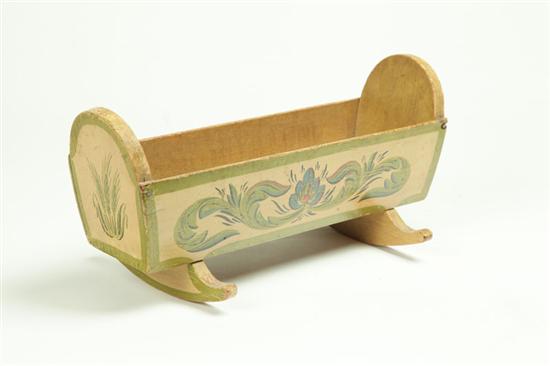 DECORATED DOLL CRADLE.  American 