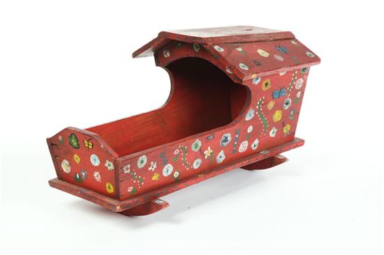 DECORATED DOLL CRADLE.  American 