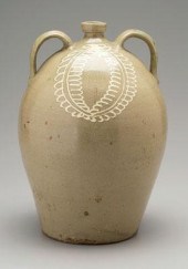 Decorated Edgefield jug, two s
