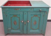 DECORATED FRUITWOOD DRY SINK,