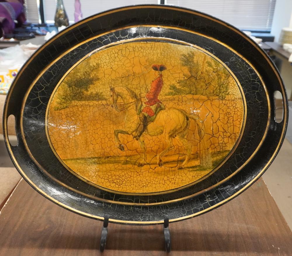 DECORATED METAL OVAL TWO HANDLE