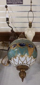 DECORATED MILK GLASS HANGING L