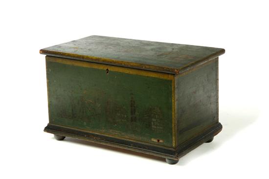 DECORATED MINIATURE BLANKET CHEST.