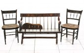 DECORATED ROCKING BENCH AND RU