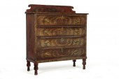 DECORATED SHERATON CHEST OF DR