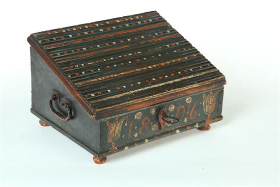 DECORATED SLANT-LID BOX.  European